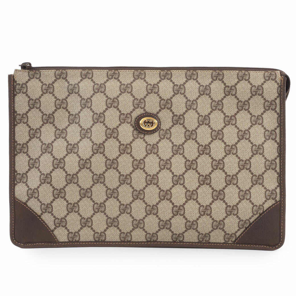 グッチ オールドグッチ クラッチバッグ セカンドバッグ 97 01 029 PVC|レザー ブラウン レディース GUCCI【中古】【ランクBC】