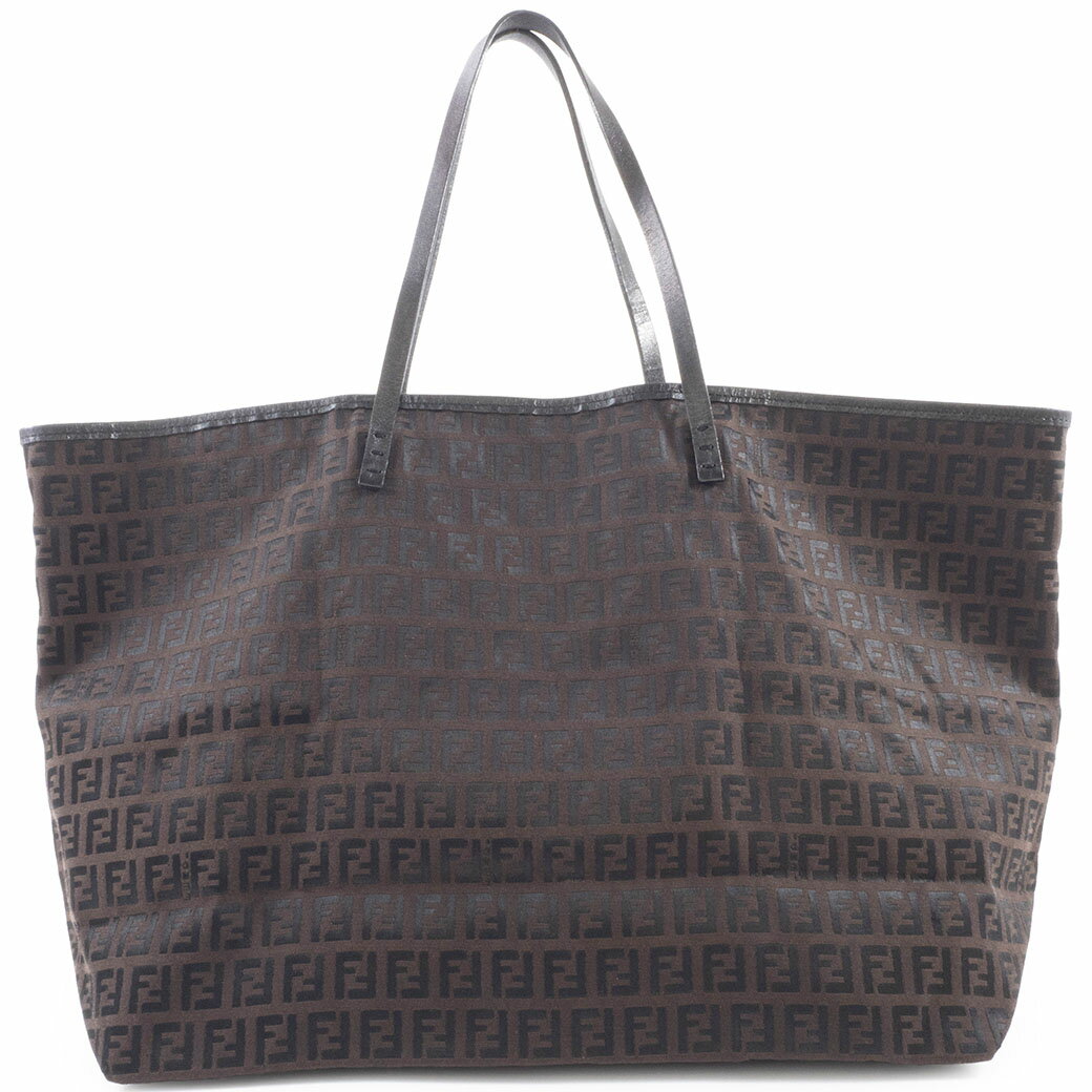 乐天商城 - フェンディ FENDI バッグ 中古 トートバッグ ズッキーノ 8BH005 011 キャンバス レザー ダークブラウン