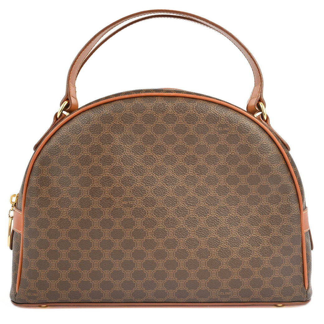 セリーヌ CELINE バッグ 中古 トートバッグ マカダム ブラウン ラウンド ハーフムーン