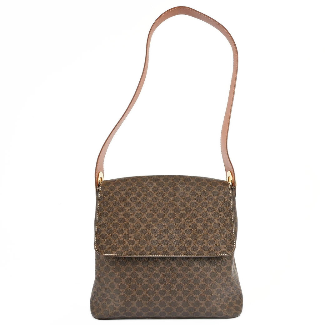 セリーヌ CELINE バッグ 中古 ショルダーバッグ マカダム ブラウン フラップ
