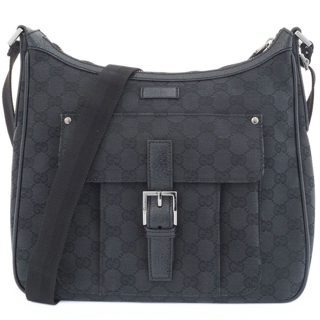 GUCCI - グッチ GUCCI ショルダーバッグ 斜め掛け GGキャンバス 斜め掛け クロスボディ 黒 ブラック 114272 中古