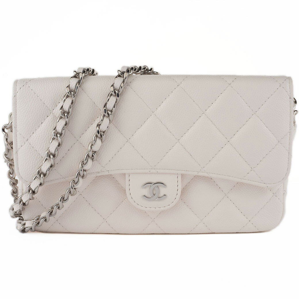 樂天商城 - シャネル CHANEL バッグ 中古 マトラッセ キャビアスキン ショルダーバッグ フラップ フォンケース ホワイト 白 美品