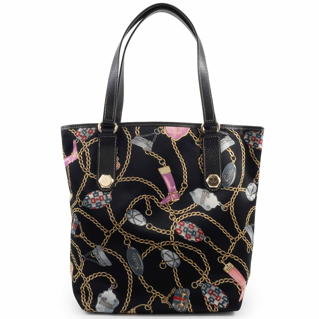 gucci///////////////\\\\\\\\\\\\\\\\\\\\\\\\\\\\\\\\\\\\\\\\\\\\\\\\\\\\\\\\\\\\\\\' - グッチ GUCCI トートバッグ 中古 サテントート 153009 シルクサテン レザー マルチカラー チェーン アイコン ブラック