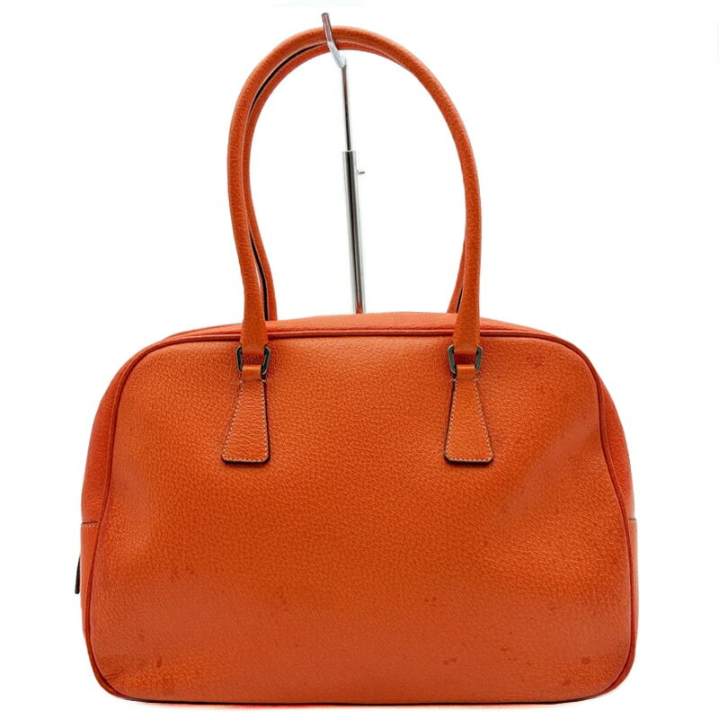 乐天商城 - プラダ PRADA バッグ 中古 ボストンバッグ レザー オレンジ ボーリングバッグ