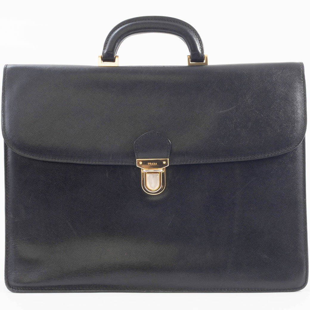 PRADA - プラダ PRADA メンズ バッグ 中古 ビジネスバッグ レザー ブラック 黒 ブリーフケース A4 収納
