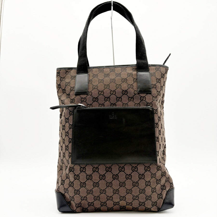 GUCCI - グッチ GUCCI バッグ 中古 トートバッグ GGキャンバス 019 0401 レザー ブラウン ブラック A4 収納