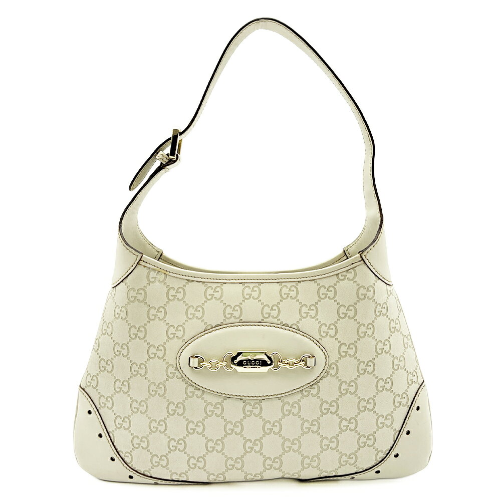 GUCCI グッチ マイクロGG シマ レザー 2WAY ハンドバッグ ホワイト