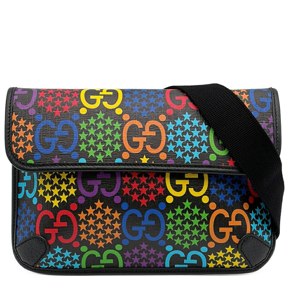 グッチ GUCCI バッグ メンズ 中古 ウエストバッグ GGサイケデリック ベルトバッグ 598113 マルチカラー ブラック カラフル ボディバッグ