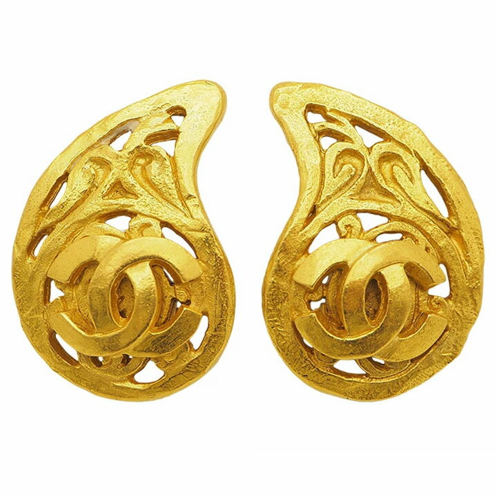 シャネル CHANEL イヤリング 中古 ココマーク しずく ゴールド 95A 透かし