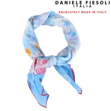 DANIELE FIESOLI ダニエレフィエゾーリ スカーフ メンズ シルク混 カフス柄 ブルー 青 並行輸入品 メンズファッション 男性用 ビジネス 日本未入荷 ラッピング無料 送料無料