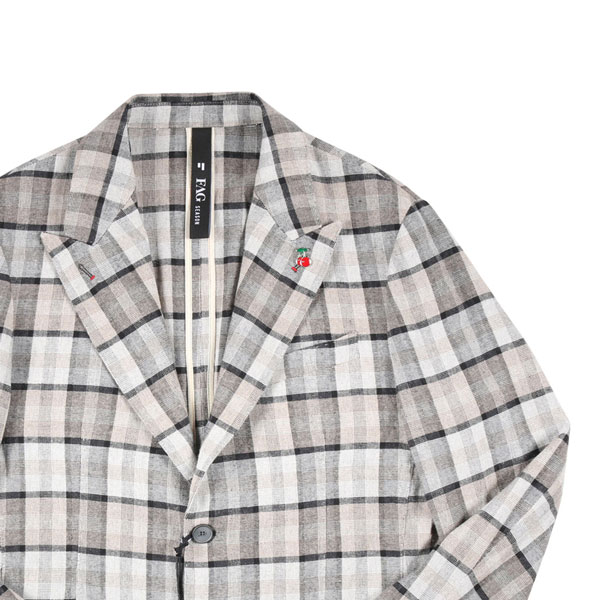【48】 FAG ファグ ジャケット 19PEGI02ZAR グレー 灰色 チェック コットン 並行輸入品 ラッピング無料 送料無料 20734-48