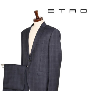 【52】 ETRO エトロ スーツ メンズ ヴァージンウール100％ チェック ネイビー 紺 並行輸入品 メンズファッション 男性用 ビジネス 大きいサイズ 日本未入荷 ラッピング無料 送料無料