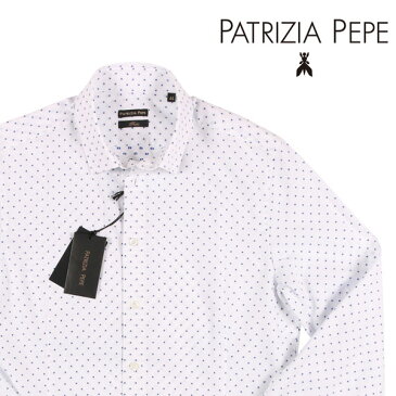 PATRIZIA PEPE パトリツィアペペ 長袖シャツ 5C055B メンズ ホワイト 白 水玉 コットン カジュアルシャツ イタリア製 並行輸入品 ラッピング無料 送料無料 22041