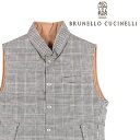 ブルネロクチネリ ダウンベスト メンズ 【M】 BRUNELLO CUCINELLI ブルネロクチネリ ダウンベスト MD4641700 メンズ ブラウン 茶 チェック 麻・リネン シルク混 アウター トップス イタリア製 並行輸入品 ラッピング無料 送料無料 A22256