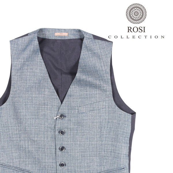 ROSI COLLECTION ロージコレクション ジレ GATSBY メンズ ブルー 青 麻・リネン リネン混 ベスト イタリア製 並行輸入品 ラッピング無料 送料無料 22634 uts2420