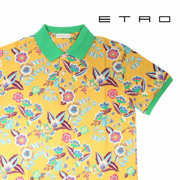 エトロ ポロシャツ メンズ 【L】 ETRO エトロ 半袖ポロシャツ 1Y040-4059 メンズ イエロー 黄 ペイズリー コットン トップス イタリア製 並行輸入品 ラッピング無料 送料無料 A23062 uts2410