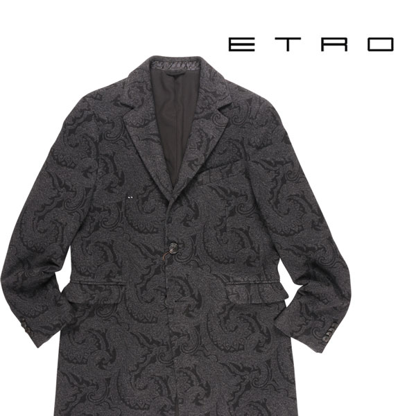 ETRO エトロ チェスターコート 1185A-0257 メンズ 秋冬 ブラック 黒 ペイズリー ウール カシミヤ混 アウター トップス イタリア製 並行輸入品 ラッピング無料 送料無料 24139 uts2420