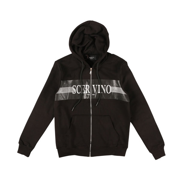 SCERVINO Street シェルヴィーノ ストリート パーカ FSU010 メンズ ブラック 黒 ロゴ コットン イタリア製 並行輸入品 ラッピング無料 送料無料 26873bk uts2410