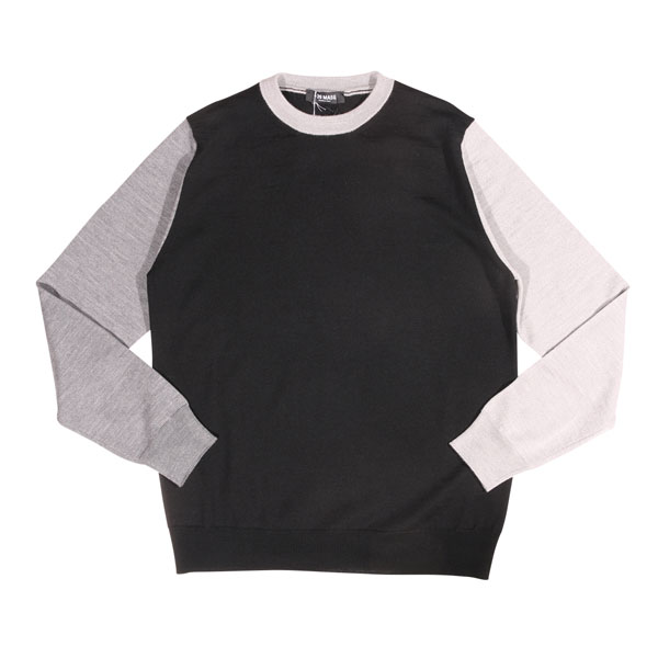 +39 masq マスク 丸首セーター 4537 メンズ 秋冬 ブラック 黒 ウール ニット イタリア製 並行輸入品 ラ..