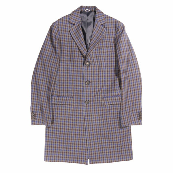 Rakuten - 【お買い物マラソン 30%OFF】 【46】 hevo イーヴォ コート 075I18 グレー 灰色 チェック ウール 並行輸入品 ラッピング無料 送料無料 27428-46