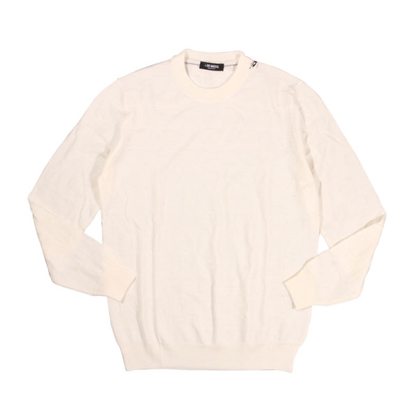 【50】 +39 masq マスク 丸首セーター MASQ9053 Lサイズ相当 秋冬 ホワイト 白 ドット ウール ニット イタリア製 並行輸入品 ラッピング無料 送料無料 W28959