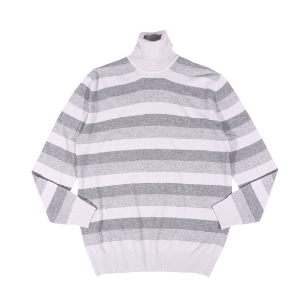 Rakuten - 【50】 Cashmere Company カシミア カンパニー タートルネックセーター IU202404 グレー 灰色 ボーダー ウール カシミヤ混 並行輸入品 ラッピング無料 送料無料 32611-50