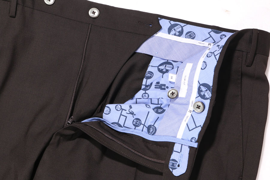 【58】 PT TORINO ピーティー・トリノ パンツ SLIM FIT 5XLサイズ相当 春夏 ブラウン 茶 ポリエステル ズボン 大きいサイズ 並行輸入品 ラッピング無料 送料無料 S33625