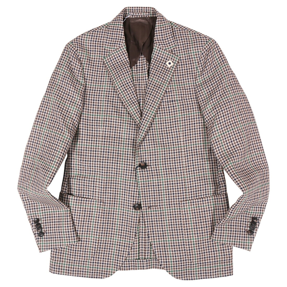 Rakuten - 【46】 LARDINI ラルディーニ ジャケット YF528AE ブラウン 茶 チェック 麻・リネン リネン混 並行輸入品 ラッピング無料 送料無料 34759-46