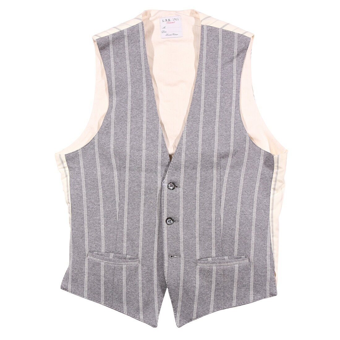 Rakuten - 【48】 L.B.M.1911 エルビーエム ジレ 05728 グレー 灰色 ストライプ コットン 並行輸入品 ラッピング無料 送料無料 34919-48