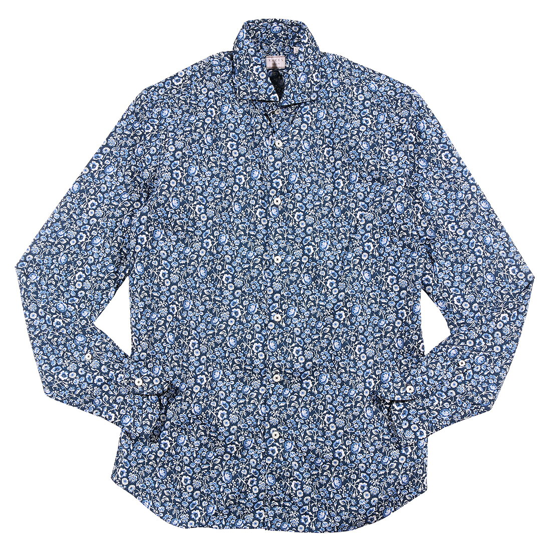 Rakuten - 【39】 XACUS ザカス 長袖シャツ 722ML ネイビー 紺 花柄 コットン 並行輸入品 ラッピング無料 送料無料 34926-39