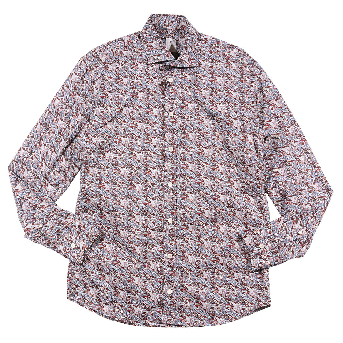 Rakuten - 【39】 BASTONCINO バストンチーノ 長袖シャツ B3083 ブラウン 茶 ペイズリー コットン 並行輸入品 ラッピング無料 送料無料 34931-39