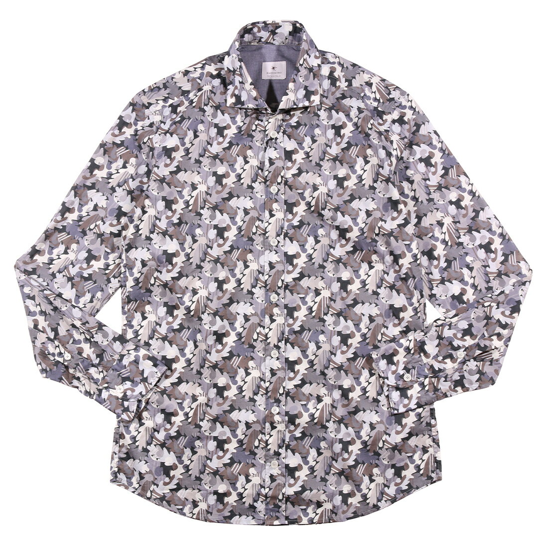 Rakuten - 【39】 BASTONCINO バストンチーノ 長袖シャツ B1763 グレー 灰色 総柄 コットン 並行輸入品 ラッピング無料 送料無料 34932-39