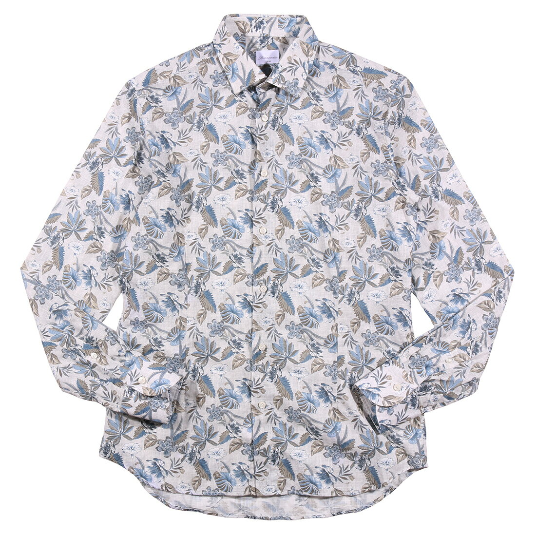 Rakuten - 【40】 Brancaccio ブランカッチャ 長袖シャツ グレー 灰色 ボタニカル コットン 並行輸入品 ラッピング無料 送料無料 34980-40