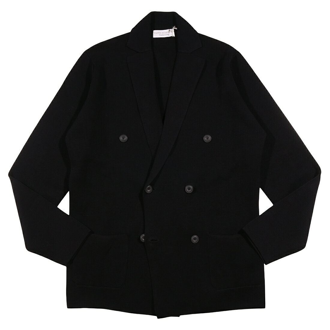 Rakuten - 【50】 FILIPPO DE LAURENTIIS フィリッポ デ ラウレンティス ニットジャケット GIACCA 000001 ブラック 黒 コットン 並行輸入品 ラッピング無料 送料無料 35056-50
