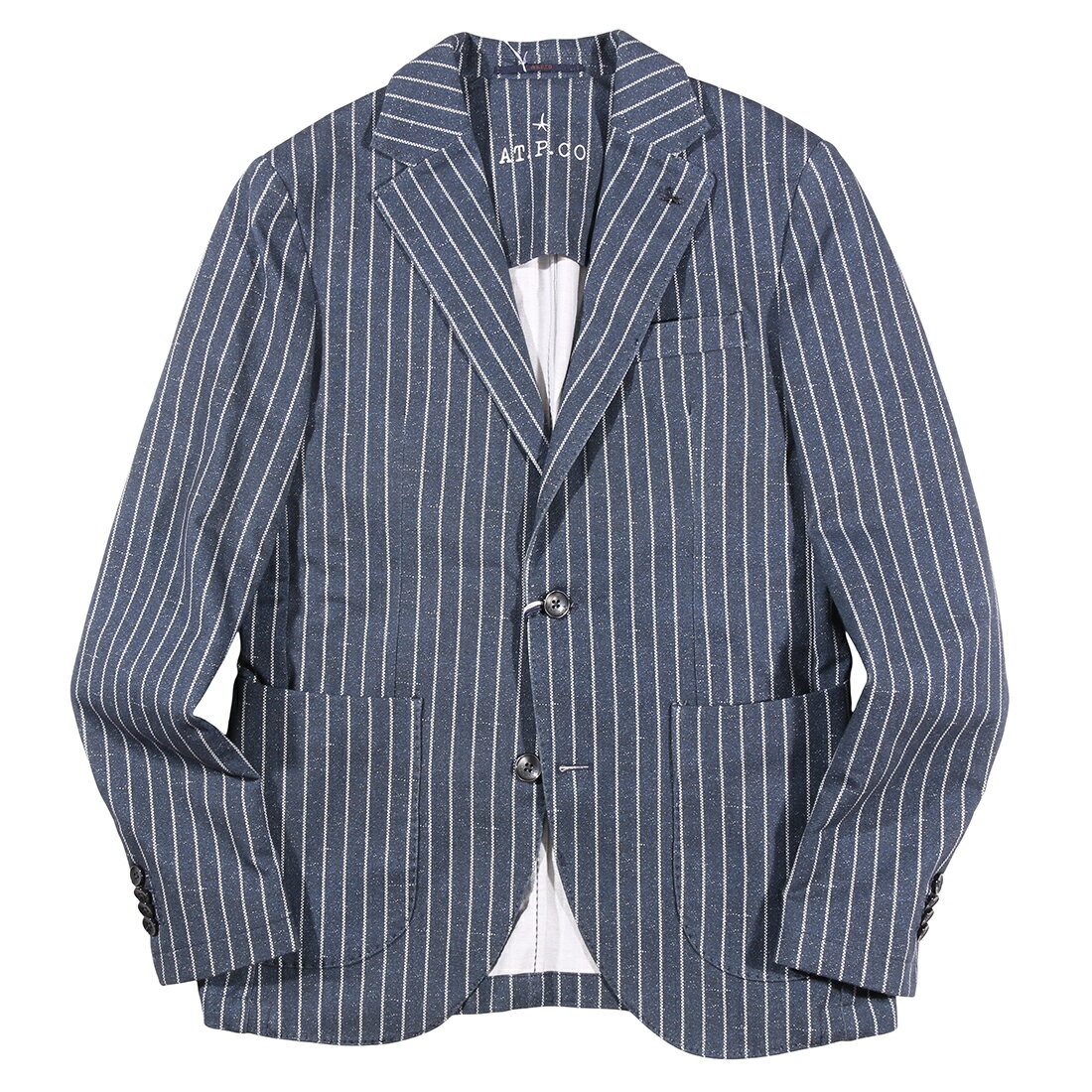 Rakuten - 【46】 AT.P.CO アティピコ ジャケット A222ALAN60 ネイビー 紺 ストライプ コットン 並行輸入品 ラッピング無料 送料無料 35123-46