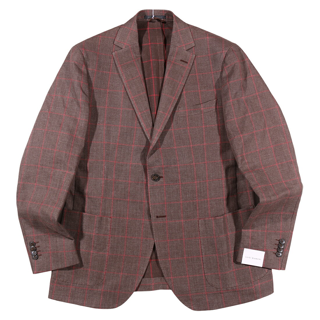 Rakuten - 【52】 Luigi Bianchi Mantova ルイジ・ビアンキ・マントヴァ ジャケット 627653/2403 ブラウン 茶 チェック 麻・リネン リネン混 並行輸入品 ラッピング無料 送料無料 35124-52