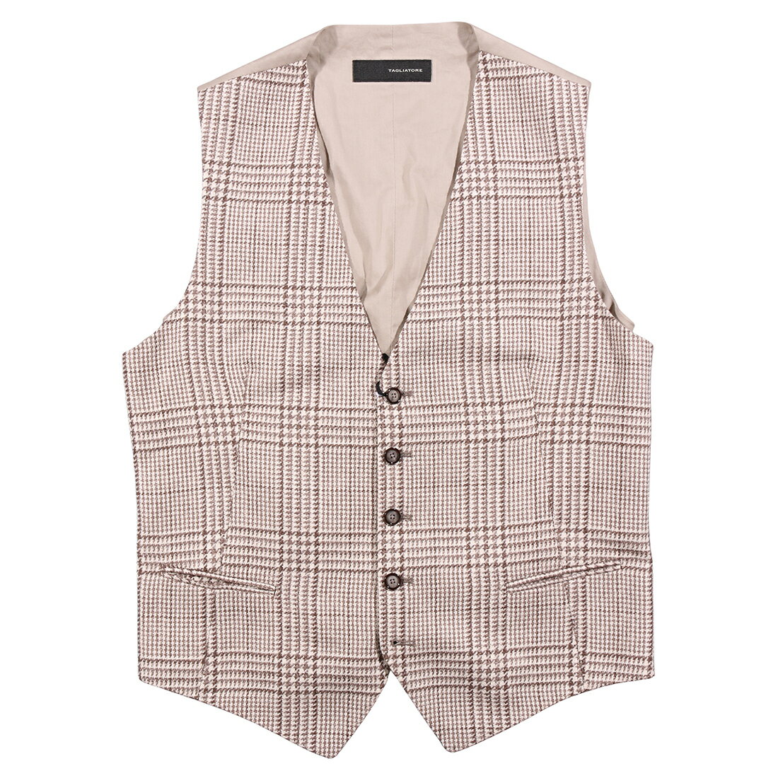 Rakuten - 【52】 TAGLIATORE タリアトーレ ジレ 8500017Q ベージュ グレンチェック ウール シルク混 並行輸入品 ラッピング無料 送料無料 35156-52