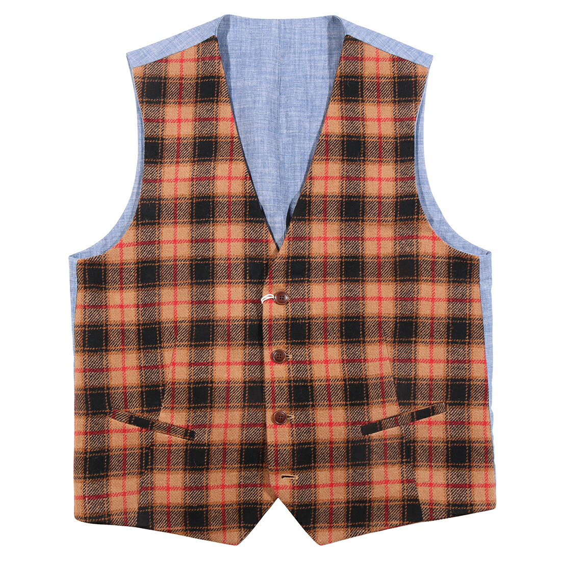 Rakuten - 【L】 Altea アルテア ジレ 2062229 ブラウン 茶 チェック リヨセル カシミヤ混 並行輸入品 ラッピング無料 送料無料 35157-l