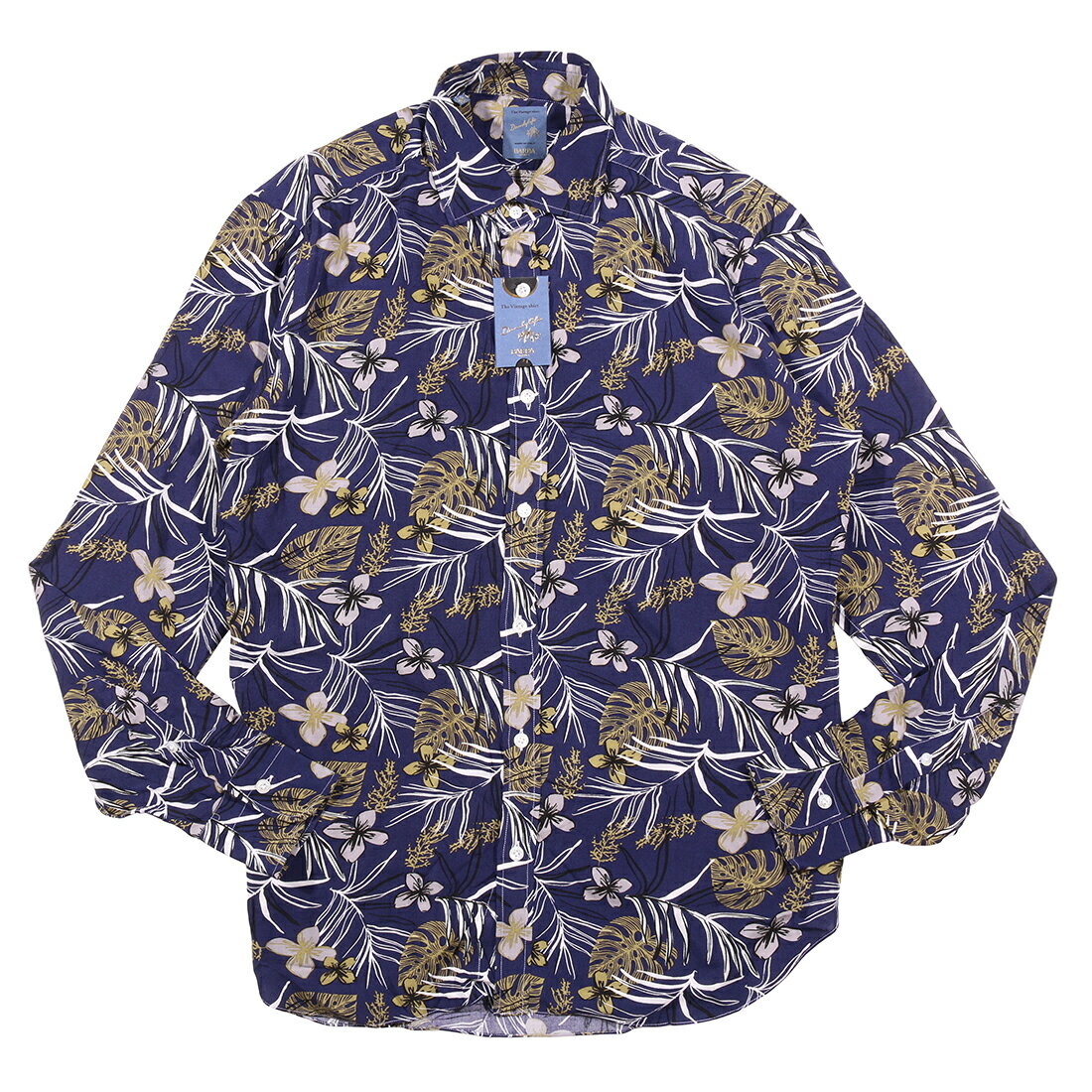 Rakuten - 【39】 BARBA バルバ 長袖シャツ LFU12P0134165U ネイビー 紺 ボタニカル レーヨン 並行輸入品 ラッピング無料 送料無料 35166-39