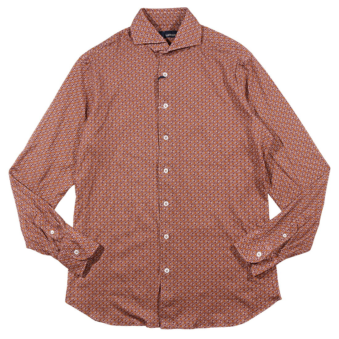 Rakuten - 【M】 LARDINI ラルディーニ 長袖シャツ IMC1251 ブラウン 茶 総柄 コットン 並行輸入品 ラッピング無料 送料無料 35211-m