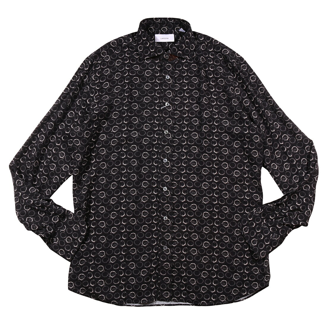 乐天商城 - 【42】 LARDINI ラルディーニ 長袖シャツ ITC1741 ブラック 黒 総柄 レーヨン 並行輸入品 ラッピング無料 送料無料 35212-42