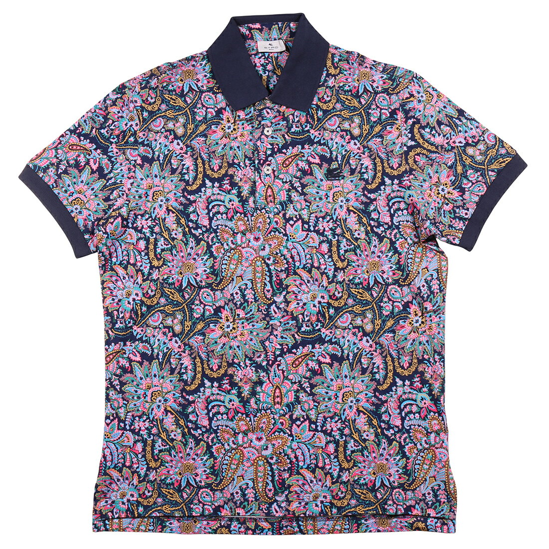 Rakuten - 【M】 ETRO エトロ 半袖ポロシャツ MRMD0018 ネイビー 紺 ペイズリー コットン 並行輸入品 ラッピング無料 送料無料 35218-m