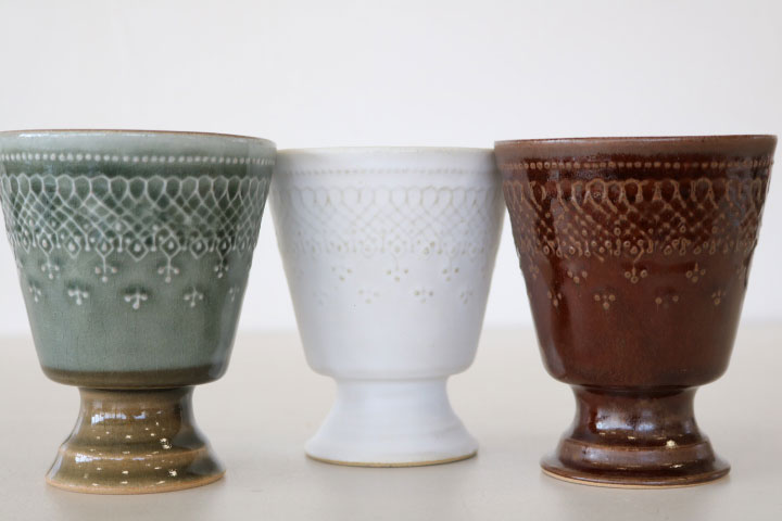 レース高杯　ストレートカップ　益子焼　キッチン用品　カップ/フリーカップ/ワイ...