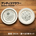 パスタプレート 5枚 大皿 食器セット 送料無料 24cm アンティコフラワー 箱入 ブロッサム ブーケ 花柄 レトロ カフェ風 カフェ キッチン カレー皿 プ...