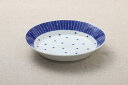 【訳あり】蒼天(そうてん) 21cm深皿 青と白の反らし型6.3深皿 水玉 ステッチ カレー皿 パスタ皿 和食器 日本製 カネ定 蒼の器 アウトレット