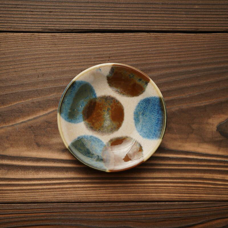 点打 豆皿 9cm ブラッシュブルー スモールプレート 水玉 小皿 和食器 日本製 美濃焼 おしゃれ かわいい 筆青