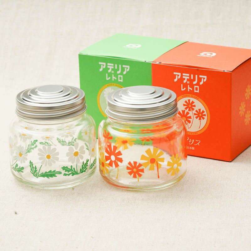 アデリアレトロ ガラス キャニスター ボンボン入れ 保存容器 可愛い花柄 日本製 カフェ風 ガラス食器 ガラス瓶 おうちカフェ アリス 野ばな 日本製 箱入り