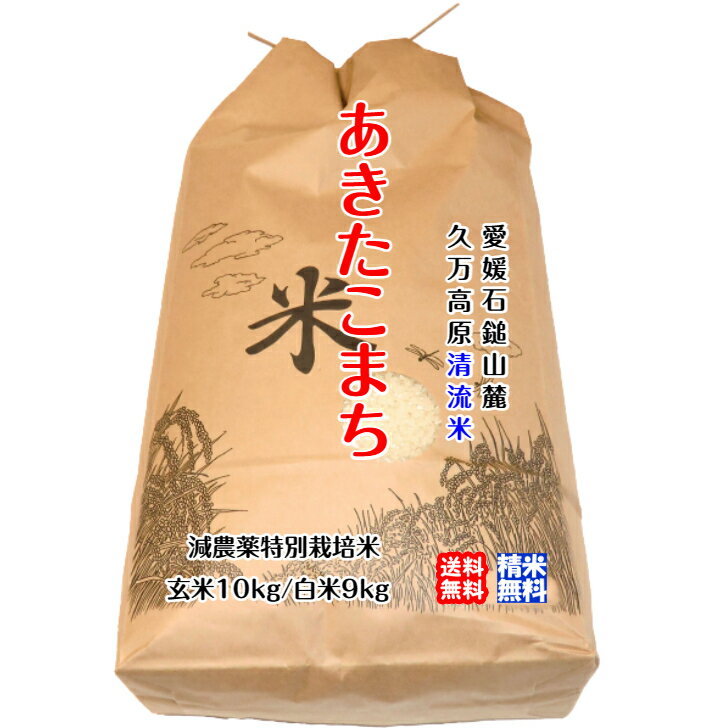 あきたこまち 玄米10kg/白米9kg 2023年産 石鎚山麓 久万高原 清流米 減農薬 特別栽培米 高原清流が育んだお米 百姓直送 送料無料 宇和海の幸問屋 愛媛百貨店