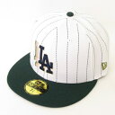 【中古】ニューエラ NEW ERA 59FIFTY MLB LA ロサンゼルス ドジャース キャップ 100 ANNIVERSARY ストライプ グリーン ホワイト 7 3/8 58.7cm メンズ 【ベクトル 古着】 240323