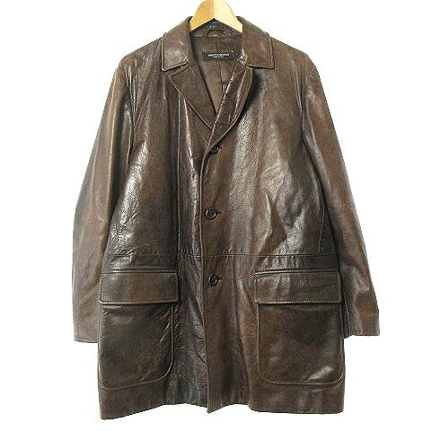 【中古】アリストクラティコ ARISTOCRATICO レザージャケット リアルレザー 本革 テーラード 3B イタリア製 茶 ブラウン TG44 メンズ 【ベクトル 古着】 240524